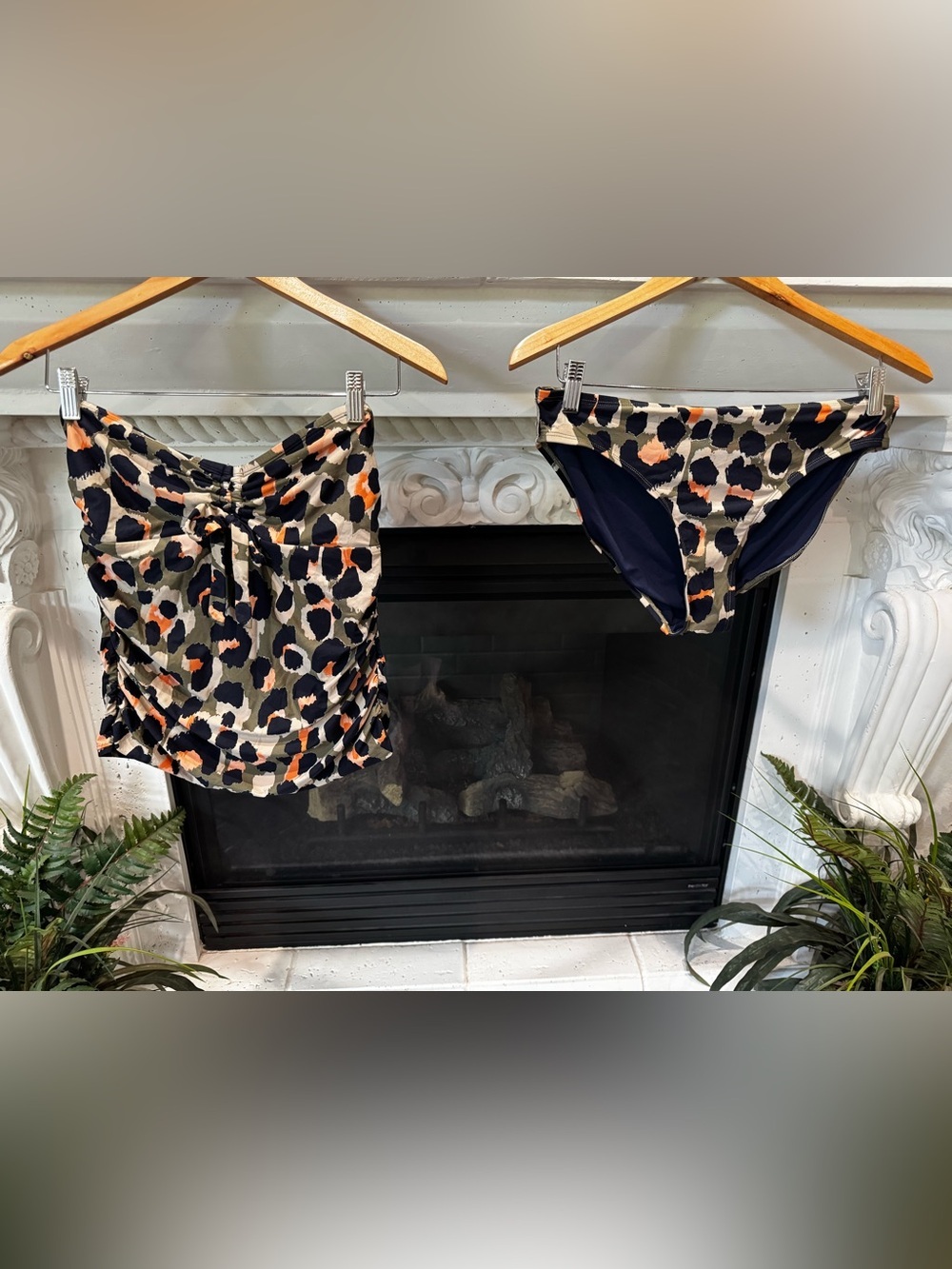 DKNY Leopard Print Bikini Set in Black, Tan, Orange